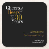 Party für die Ruhestandzeit 30 Jahre Rechteckiger Pappuntersetzer (Vorderseite)