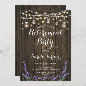 Party für die Ruhestätte - Rustikales Holz, Lavend Einladung (Vorne/Hinten)