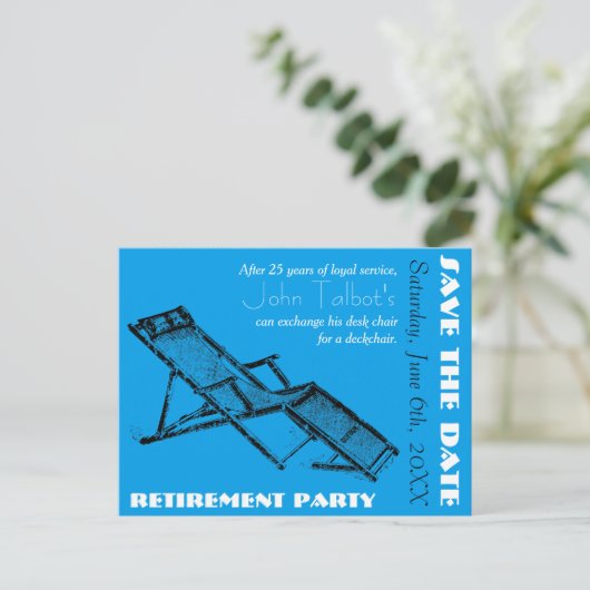 Party für die Ruhestätte von Liegestühlen Save the Ankündigungspostkarte (Stehend Vorderseite)
