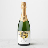 Party für die Schwarz-weiße Altersvorsorge Schaumweinetikett (Vorderseite)