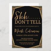 Party für die Überraschung in der schwarzen und go Einladung (Vorne/Hinten)