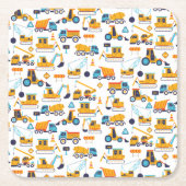 Party für einfache Niedliche Bauschutzwagen Rechteckiger Pappuntersetzer (Vorderseite)