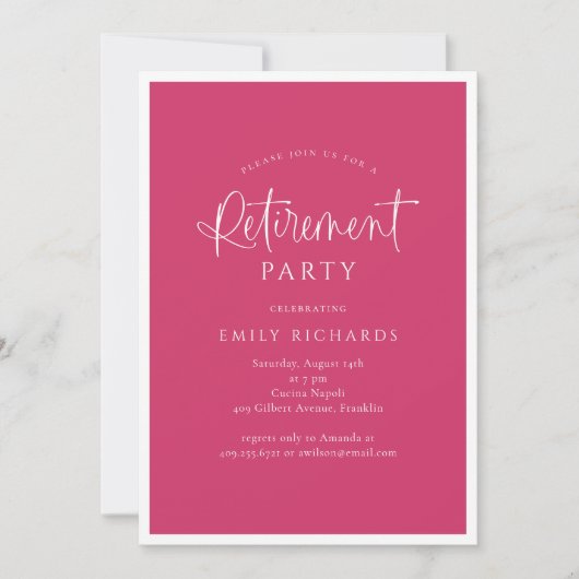 Party für einfache rosa Kalligrafie Einladung (Vorderseite)