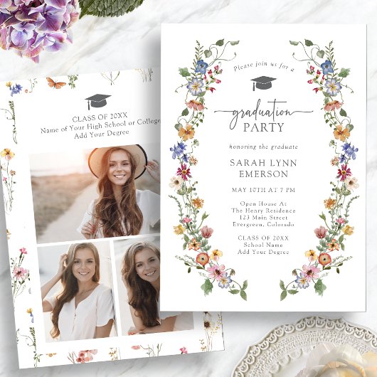 Party für farbenfrohe Wildblume Einladung