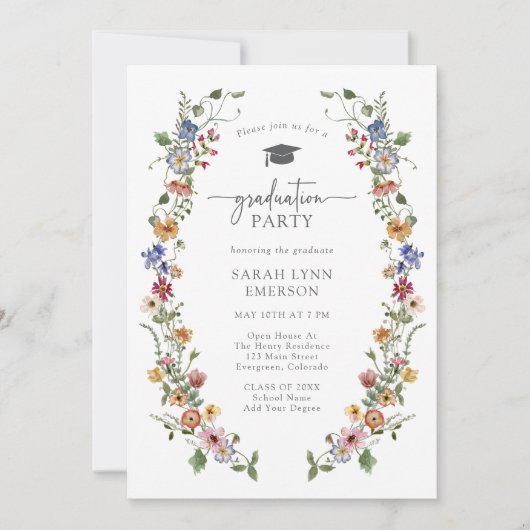 Party für farbenfrohe Wildblume Einladung (Vorderseite)