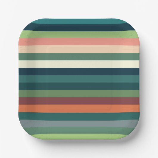 Party für Farbstreifen Pappteller (Vorderseite)