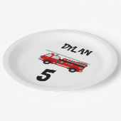 Party für Feuerwehrfahrzeuge Geburtstag Pappteller (Schrägansicht)