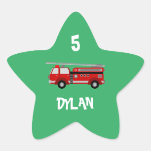 Party für Feuerwehrfahrzeuge Geburtstag Stern-Aufkleber