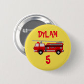 Party für Feuerwehrfahrzeuge Geburtstagsknopf Abze Button (Vorne & Hinten)