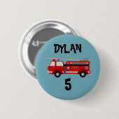 Party für Feuerwehrfahrzeuge Geburtstagsknopf Abze Button (Vorne & Hinten)