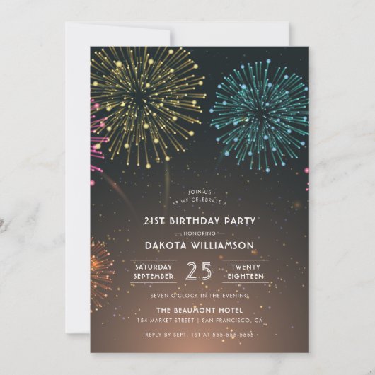 Party für Feuerwerkskörper| Modern Typografie Birt Einladung (Vorderseite)