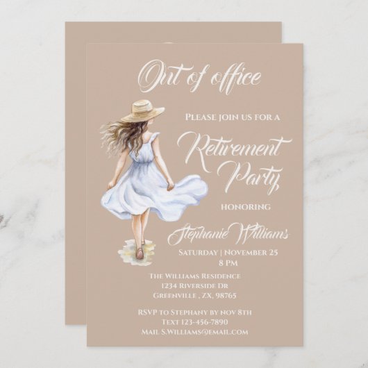 Party für Frauen im Ruhestand außerhalb des Amtes  Einladung (Vorne/Hinten)