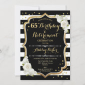 Party für Geburtstag und Ruhestand - Schwarz-weiße Einladung (Vorderseite)