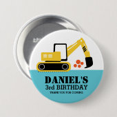 Party für Gelbe Baggerkids Button (Vorne & Hinten)