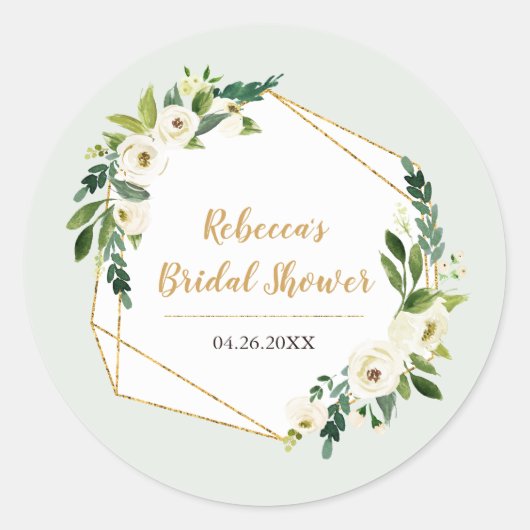 Party für geometrische Rahmen und Blume in goldfar Runder Aufkleber (Vorderseite)