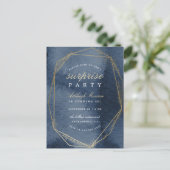 Party für geometrische Rahmen von Navy & Gold Einladungspostkarte (Stehend Vorderseite)
