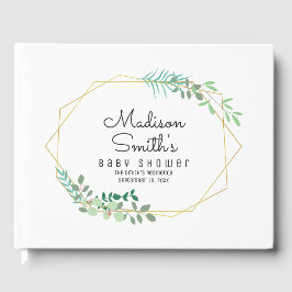 Party für geometrische und grüne Babydusche Gästebuch