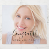 Party für Glückwunsch von benutzerdefinierten Foto Schaumweinetikett (Einzelnes Label)