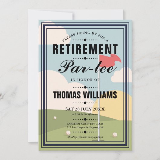 Party für Golf-Altersvorsorge Einladung (Vorderseite)