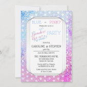 Party für Herz und Konfetti Rosa Blaues Geschlecht Einladung (Vorderseite)