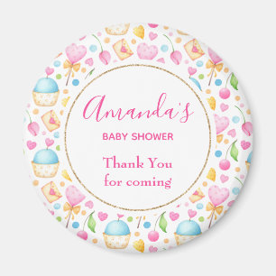 Party für Herz und Muffins Wasserfarben Dank Magnet