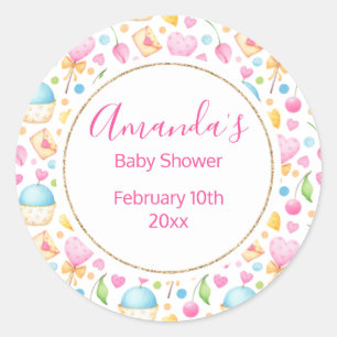 Party für Herz und Muffins Wasserfarben Runder Aufkleber