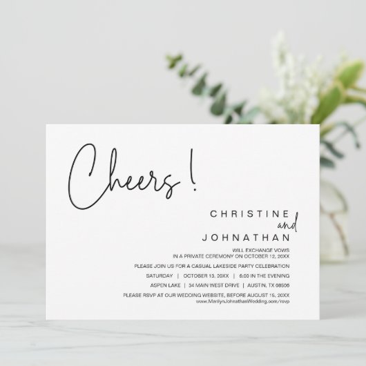 Party für Hochzeiten, Abendessen, Tanzen Einladung (Stehend Vorderseite)