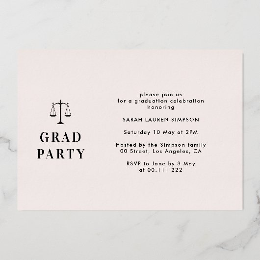 Party für Jurastudium Folieneinladung (Rückseite)