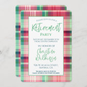 Party für karierte Altersversorgung Rosa grüner Ta Einladung (Vorne/Hinten)