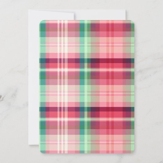 Party für karierte Altersversorgung Rosa grüner Ta Einladung (Rückseite)