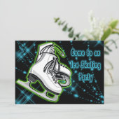 Party für kosmische Neoneis-Skate Einladung (Stehend Vorderseite)