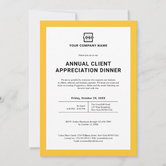 Party für kundenspezifische Unternehmen gelb Einladung (Vorderseite)