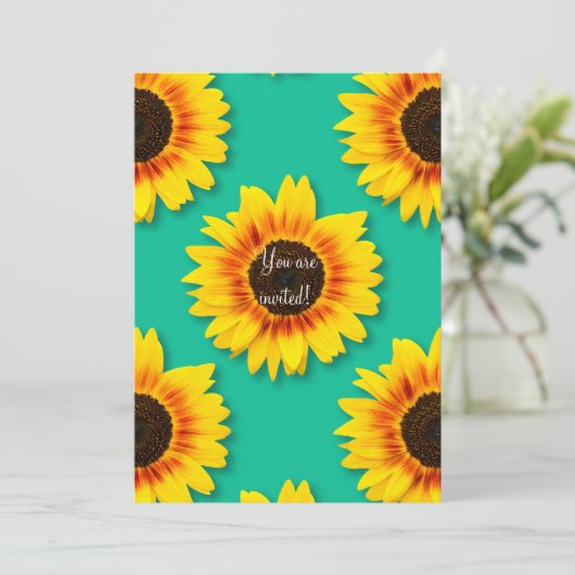 Party für kundenspezifisches Sonnenblumenpapier Einladung (Stehend Vorderseite)