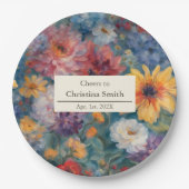 Party für künstlerische Blüten Vintages Blumenruhe Pappteller (Vorderseite)