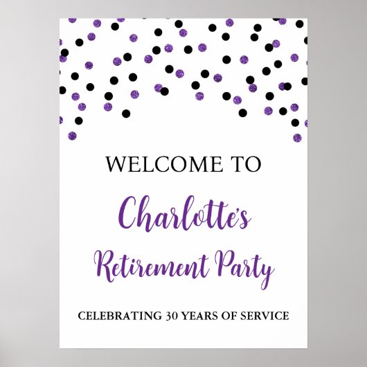 Party für Lila Altersvorsorge in Schwarz 18x24 Poster (Vorne)