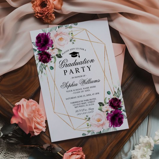 Party für lila und rosafarbene Rosen Einladung