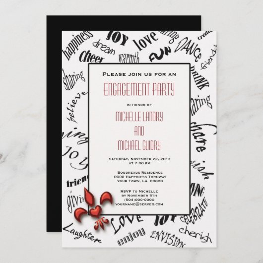 Party für Lilie Heartfelt Expressions Einladung (Vorne/Hinten)