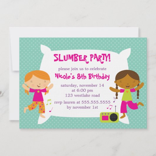 Party für Mädchen Einladung (Vorderseite)