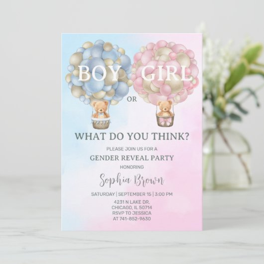 Party für männliche oder weibliche Geschlechter Einladung (Stehend Vorderseite)