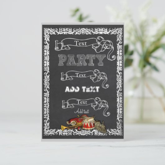 Party für maßgeschneiderte Chalkboard-Jungs laden Einladung (Stehend Vorderseite)