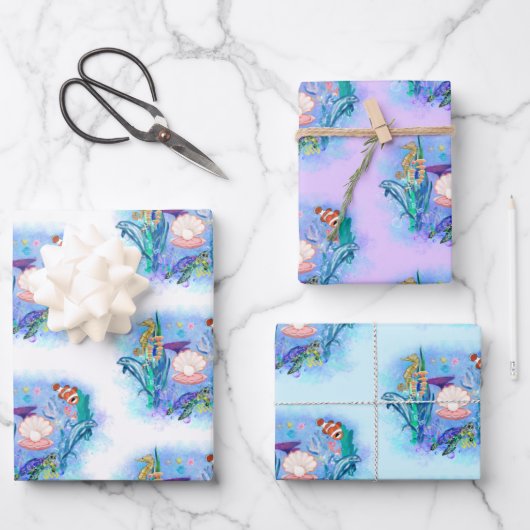 Party für Meerestiere Geschenkpapier Set (Vorderseite)