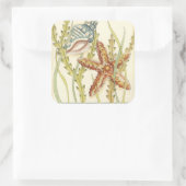 Party für mehrfarbige Muschel Quadratischer Aufkleber (Tasche)