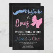 Party für Mustaches oder Bows Gender Reveal Einladung (Vorne/Hinten)