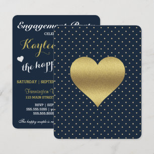 Party für Navy und Gold Heart & Polka Dot Einladung