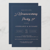 Party für Navy und Pink Foliage Housewarming Einladung (Vorne/Hinten)