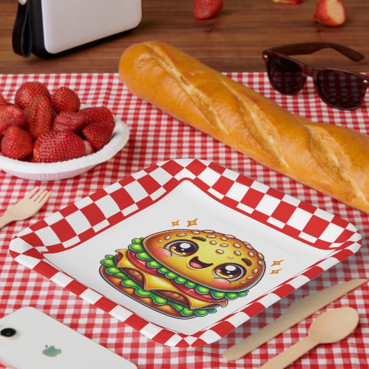 Party für niedliche Hamburger Pappteller (Picknick)
