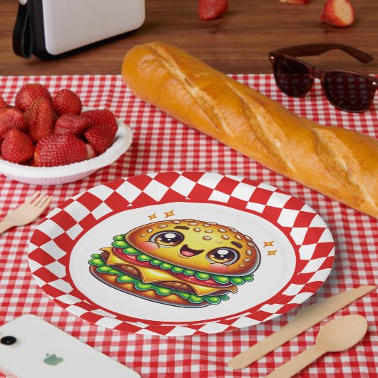 Party für niedliche Hamburger Pappteller (Picknick)