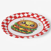 Party für niedliche Hamburger Pappteller (Schrägansicht)