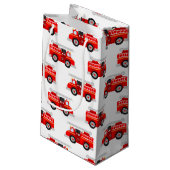 Party für niedliche Kids-Feuerwehrfahrzeuge Kleine Geschenktüte (Rückseite Schrägansicht)