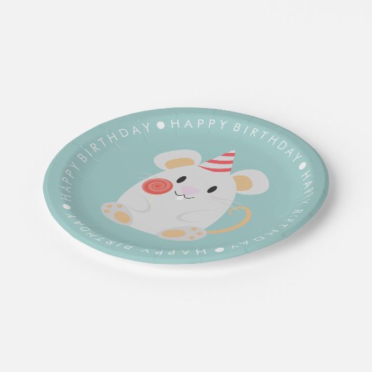 Party für niedliche Maus-Kindergeburtstag Pappteller (Schrägansicht)